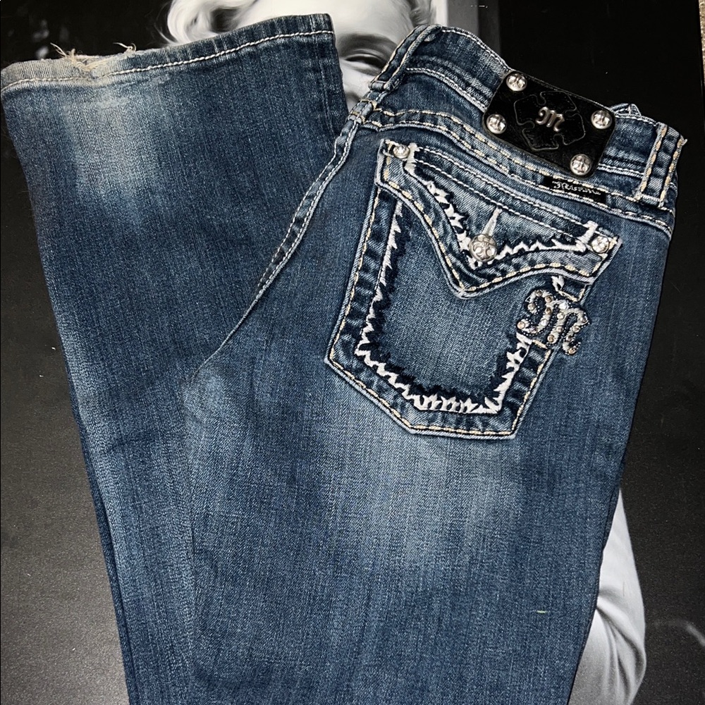 Miss Me Boot Cut Jeans with Embroidered Pockets